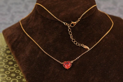 Набор Xuping Jewelry колье с красным сердечком 45 см с добором 5 см золотистый