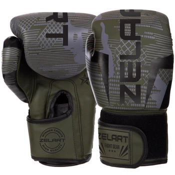 Перчатки боксерские PU Zelart Pro (размер 6oz, черный-зеленый) (BO-2533_6_унции)