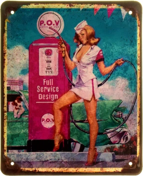 Металлическая табличка "АЗС (Pin Up)" (ms-103918)