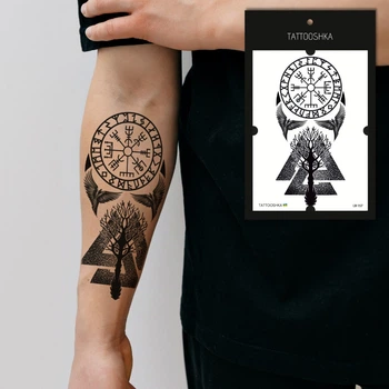 Временная тату TATTOOSHKA "Руны с лесом" LB-157