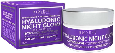 Крем для обличчя Biovene Hyaluronic Night Glow Hydration Night Cream Moisture Restore 50 мл (8436575094465)
