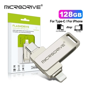Флешка-накопитель Microdrive 128GB 2в1 для iPhone/Android/ПК