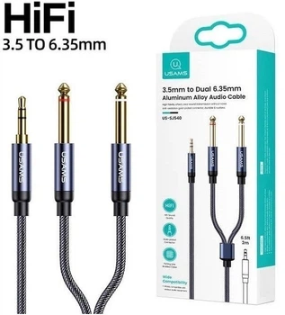 Инсертный кабель Usams HiFi AUX 3.5mm - 2x6.35mm 2m
