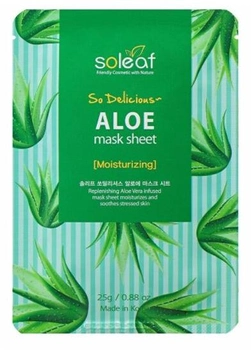 Тканинна маска для обличчя Soleaf So Delicious Aloe Mask Sheet Moisturizing 25 г (8809389032877)