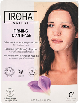 Маска для обличчя на основі біоцелюлози Iroha Nature Firming y Anti-Age Backuchiol y Peptides Firming Face Mask 2 х 22 г (8436036435806)