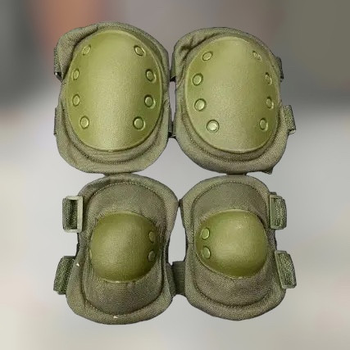 Комплект: тактичні наколінники та налокітники, тип 2 (від 100 кг), колір Олива, захисні для військових