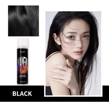 Тимчасова фарба-спрей для волосся чорна Black