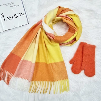 Комплект жіночий зимовий (шарф+рукавиці) M&JJ One size помаранчевий 1145 - 4130