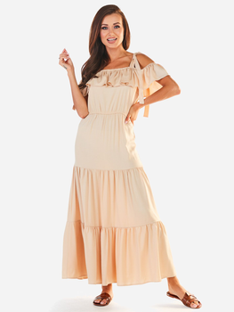 Sukienka letnia damska długa Awama A358 128510 L/XL Beżowa (5902360548497)