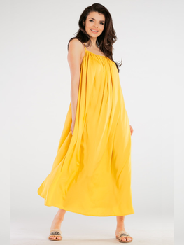 Sukienka letnia damska z rozcięciem na nodze Awama A428 1185427 L/XL Żółta (5902360556225)