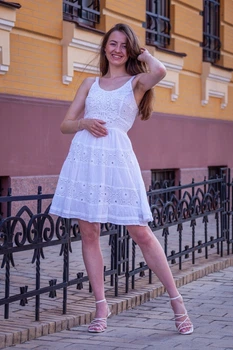 Бавовняна коротка сукня на літо Cotton L білий 43396261