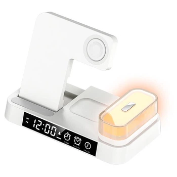 Зарядка беспроводная Qi 4in1 Wireless Charger XYJ S37 |5-15W, Samsung Watch/Airpods/Phone, RGB| white