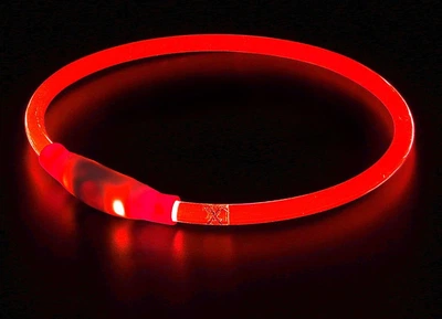Ошейник для собак с LED подсветкой с зарядкой USB универсальный Красный