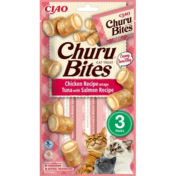 Ласощі для котів стіки з куркою, тунцем та лососем Inaba Churu Bites 3 шт/уп