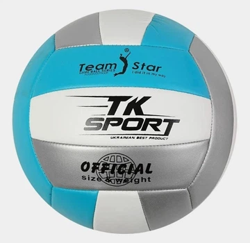 Мяч волейбольный TK Sport 280 грамм PU White/Blue/Silver (С 54983/01)
