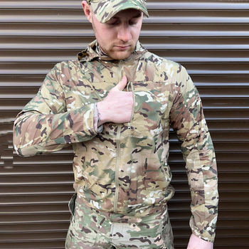 Чоловіча ультралегка Вітровка Tactical Series / Водонепроникна Куртка з капюшоном мультикам розмір S