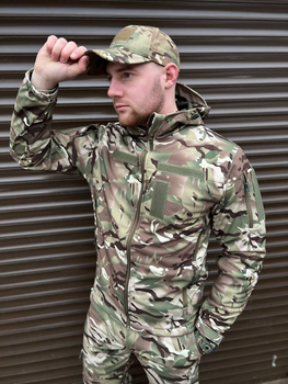 Щільна чоловіча Куртка з капюшоном Combat SoftShell на флісі мультикам розмір 46