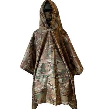 Дождевик - Пончо Оксфорд мультикам с чехлом / Водозащитный плащ-шатер размер универсальный