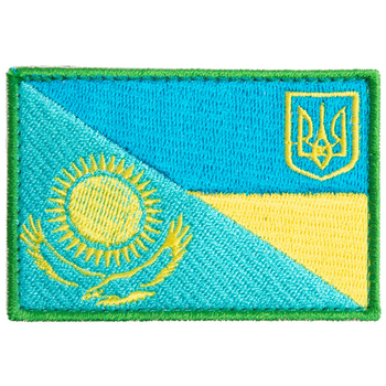 Шеврон на липучке флаг Украина и Казахстан 5,5х8 см