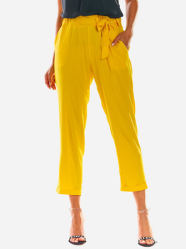 Spodnie regular fit damskie Awama A303 106819 S Żółte (5902360540972)