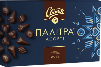 Конфеты Світоч Палитра Ассорти в черном шоколаде в коробке 200 г (4823000919471)
