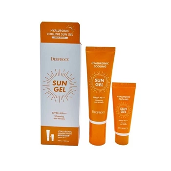 Солнцезащитный гель с гиалуроновой кислотой Deoproce Hyaluronic Cooling Sun Gel SPF 50 PA+++ 50 г + 20 г