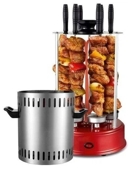 Электрошашлычница Domotec BBQ MS-7783 1000вт нержавеющая сталь 6 шампуров красный