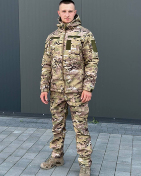 Військова тактична форма софтшелл (Soft Shell) мультикам, тепла демісезонна форма костюм Мультикам Softshell демісезонна військова форма Multicam XXL