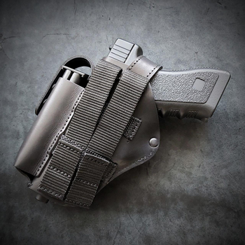 Кобура для Glock 17 на MOLLE с чехлом под магазин чёрная (GL006)