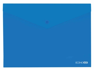 Папка конверт на кнопці Economix А4 180 мкм прозора синя фактура глянець E31301-02