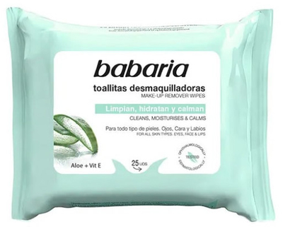 Chusteczki nawilżane do demakijażu Babaria Aloe Vera Facial Cleansing Wipes 25 szt (8410412430050)
