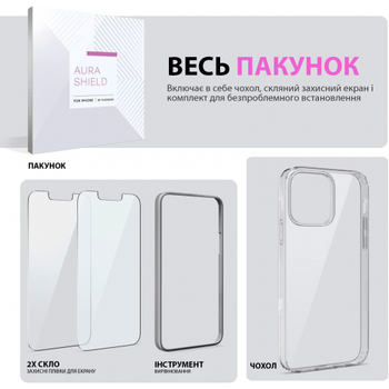 Чехол FlexGear с полной защитой для iPhone 13 Mini и 2 защитных стекла для экрана - Crystal Clear (502307116-X002YK1G03)