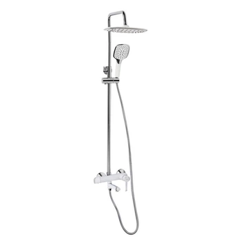 Душевой гарнитур Grand 1004 White Qtap латунь хромированная, душевая стойка с тропическим душем