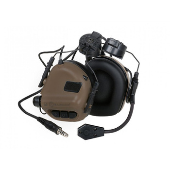 Активні захисні навушники Earmor M32H MOD3 Coyote Brown з гарнітурою та кріпленням на шолом