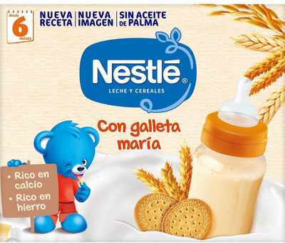 Kaszka wieloziarnista dla dzieci Nestle Nestl Papilla Lquida Con Galleta Mara 2x250 ml (7613031274727)