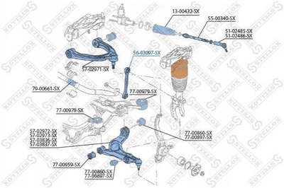 Стойки и втулки стабилизатора STELLOX 5603097SX Audi Q7; Porsche Cayenne; Volkswagen Touareg 95534306900, 7L0411317