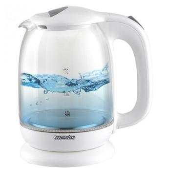 Чайник электрический стеклянный 1.7 л Mesko MS 1302w White N