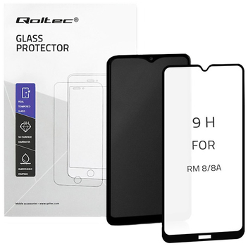 Hartowane szkło ochronne Qoltec Premium do Xiaomi Redmi 8 Przezroczyste/Czarne (5901878521510)
