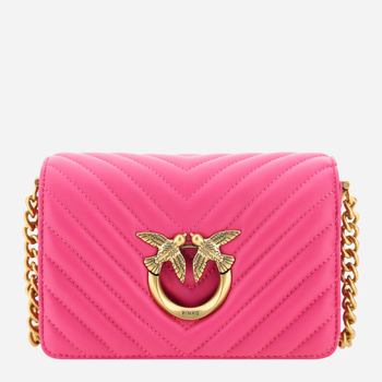 Torebka crossbody damska ze skóry naturalnej Pinko Love Click Mini Shoulder Bag 100067A0GK Różowa (8057769088284)