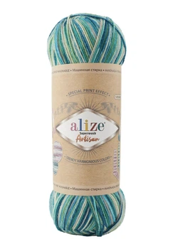 Пряжа для вязания Alize Superwash Artisan 9001 бирюзовый меланж
