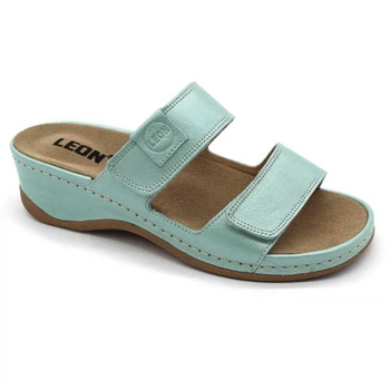 Шльопанці жіночі шкіряні Leon 2020, 2020, turquoise, 41