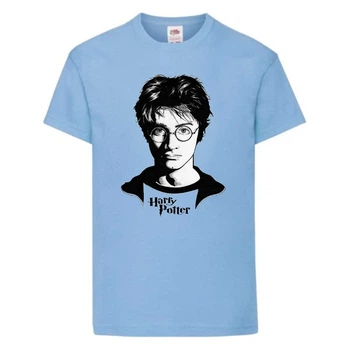 Футболка детская Гарри Поттер 003 (Harry Potter) голубая (HPO lbl 003) 164 см