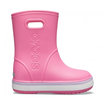Резиновые сапоги детские Crocs Kids Crocband Rain Boot Pink Lemonade / Lavender 2/33.5/21.5 см