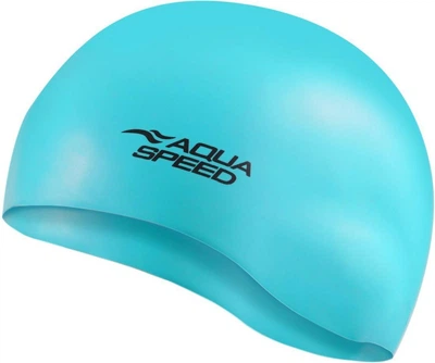 Шапка для плавания Aqua Speed голубая из силикона унисекс для бассейна и тренировок