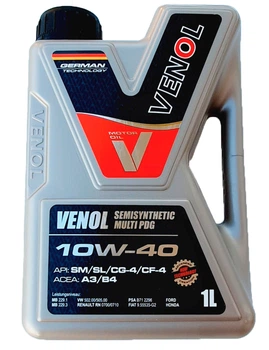 Olej silnikowy Venol Semisynthetic MULTI PDG SM SL CG-4 CF-4 10W-40 1 l (4260420295035)