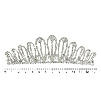 Діадема-гребінь зі стразами 14см срібляста (11784)