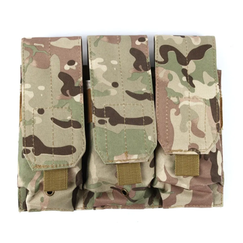 Тактичний Підсумок на Липучці для 3х Магазинів AK AR M16 ClefersTac MOLLE Мультикам - Надійні Фіксатори проти випадання на Бронежилет (502309124)