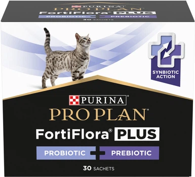 Пробиотик с пребиотиком Purina Pro Plan FortiFlora Plus для взрослых кошек и котят для поддержания нормальной миклофлоры кишечника 30 x 1.5 г (8445290507495)