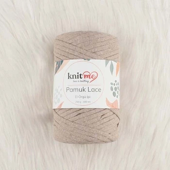 Пряжа стрічка для вʼязання KNIT ME COTTON LASE 250 грам, 100 метрів світло корічневий