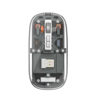 Беспроводная мышь WiWU WM105 Crystal Magnetic Wireless с аккумулятором и Bluetooth (Type-C, USB 2.4 ГГц, компьютерная, бесшумная, прозрачная, для макбука) - Серая